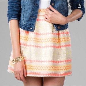 Metallic Tribal Print Mini Skirt